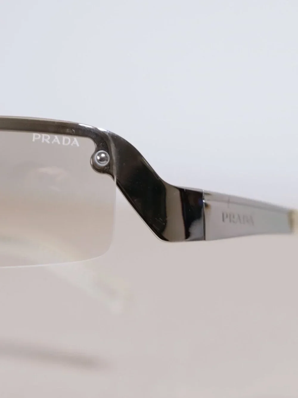 Y2K Prada Cyber Minimalist Sunglasses, clear/mirrored, silver, PR1003 12/65/125